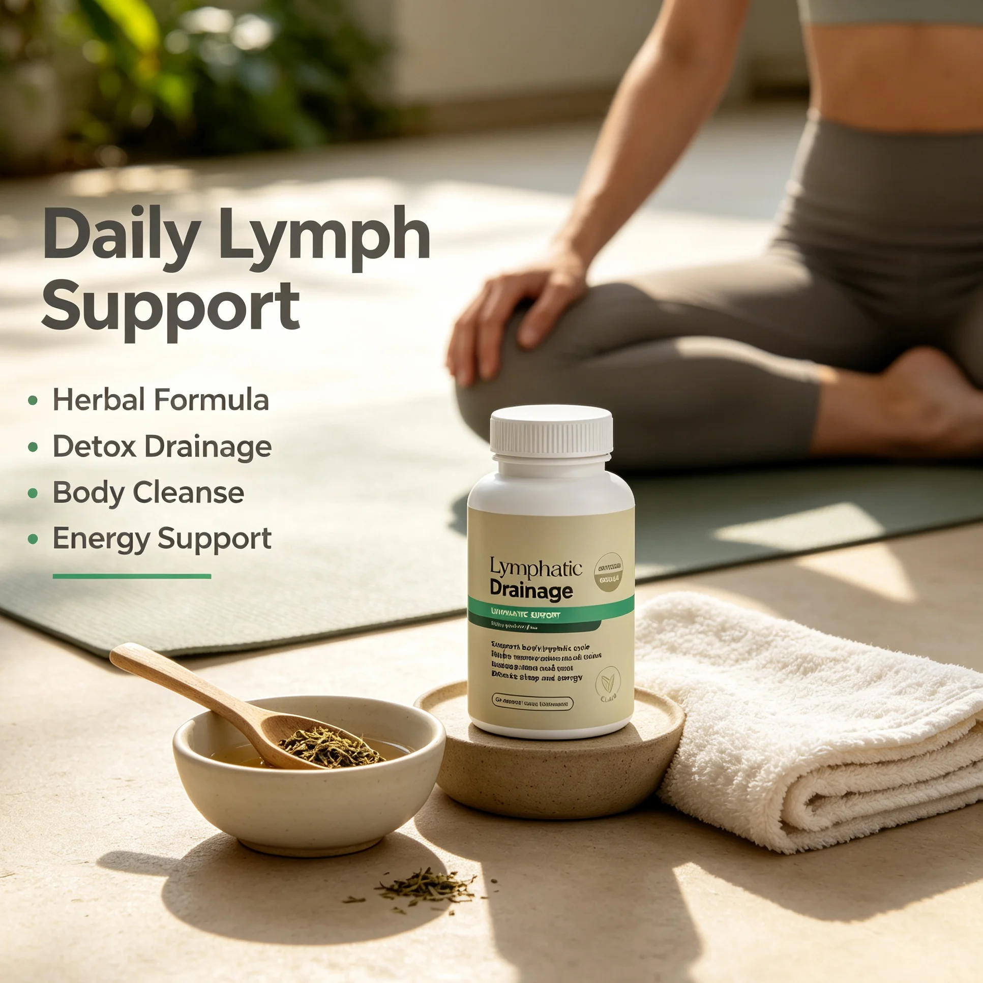 Herbal Lymphatic Support Capsules Lymph Drainage Cleanse Supplement Natural Botanical Blend, Fluid Balance Lymph System Wellness