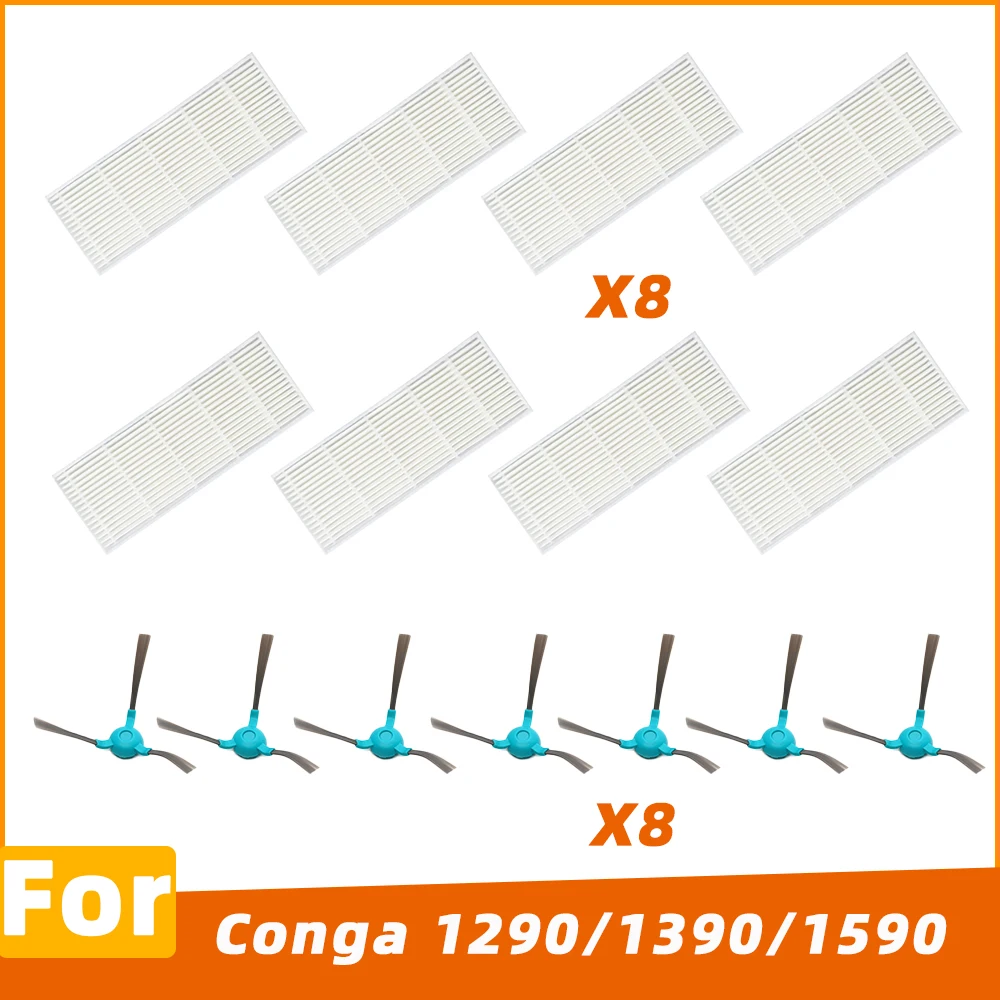 Compatible avec Conga 1290 1390 1590 Robot Aspirateur Kit Accessoires Brosse Latérale Filtre HEPA Pi