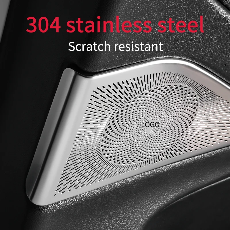 Car Audio Speaker Door Loudspeaker Cover Stickers Trim Accessories for Tesla Model 3 Y 2020 2021 Stainless Steel Interior Decor