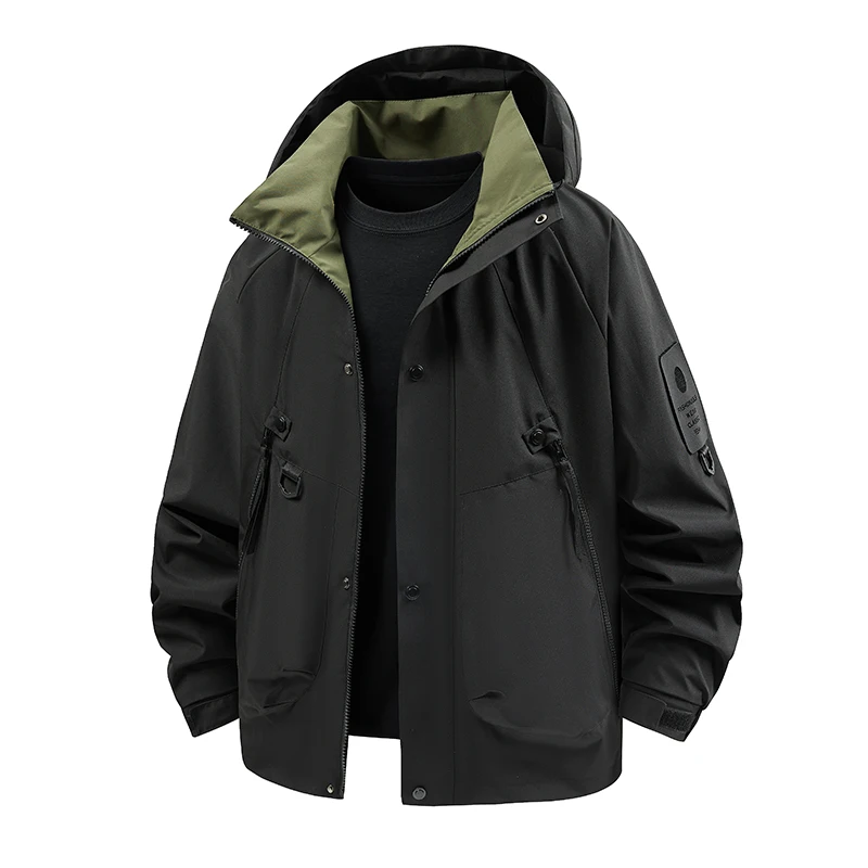 Waterproof Trekking Jacket Men Outdoor Softshell Zip Up Hooded Jacket Spring Autumn Lightweight Windbreaker Hiking Camping Coats
