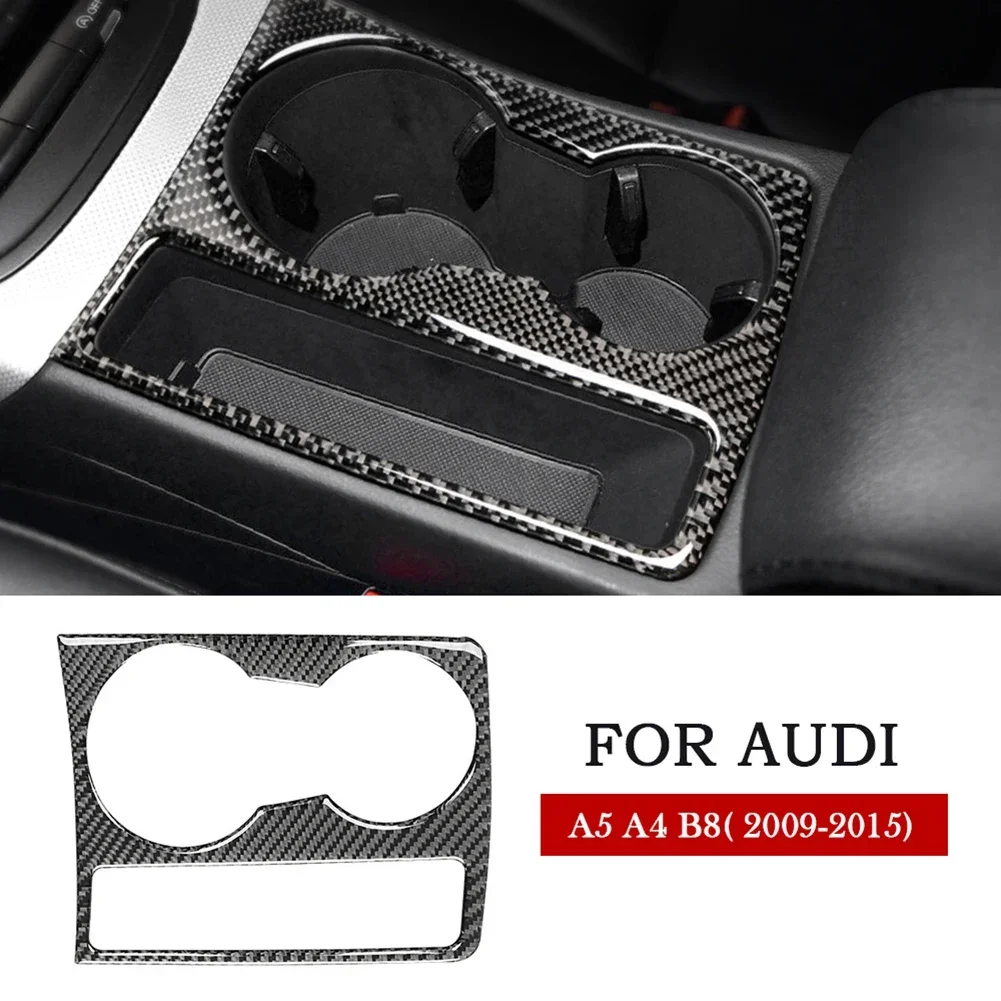 Carbon Fiber Center Console Water Cup Holder Cover Trim Accessories Tools For Audi A4 B8 A5 2009 2010 2011 2012 2013 2014 2015