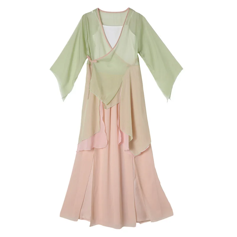 Ropa de danza clásica para mujer, ropa elegante de gasa, ropa de práctica de danza china, tops de gasa de Hada de rima corporal femenina