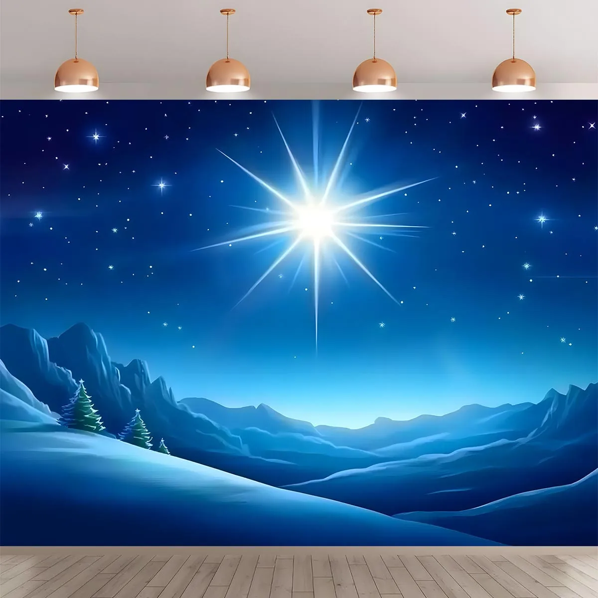 لوحة خلفية على شكل نجمة عيد الميلاد، لافتة رؤية ليلية للديكور الداخلي والخارجي، ديكور جداري متعدد الأغراض. #1