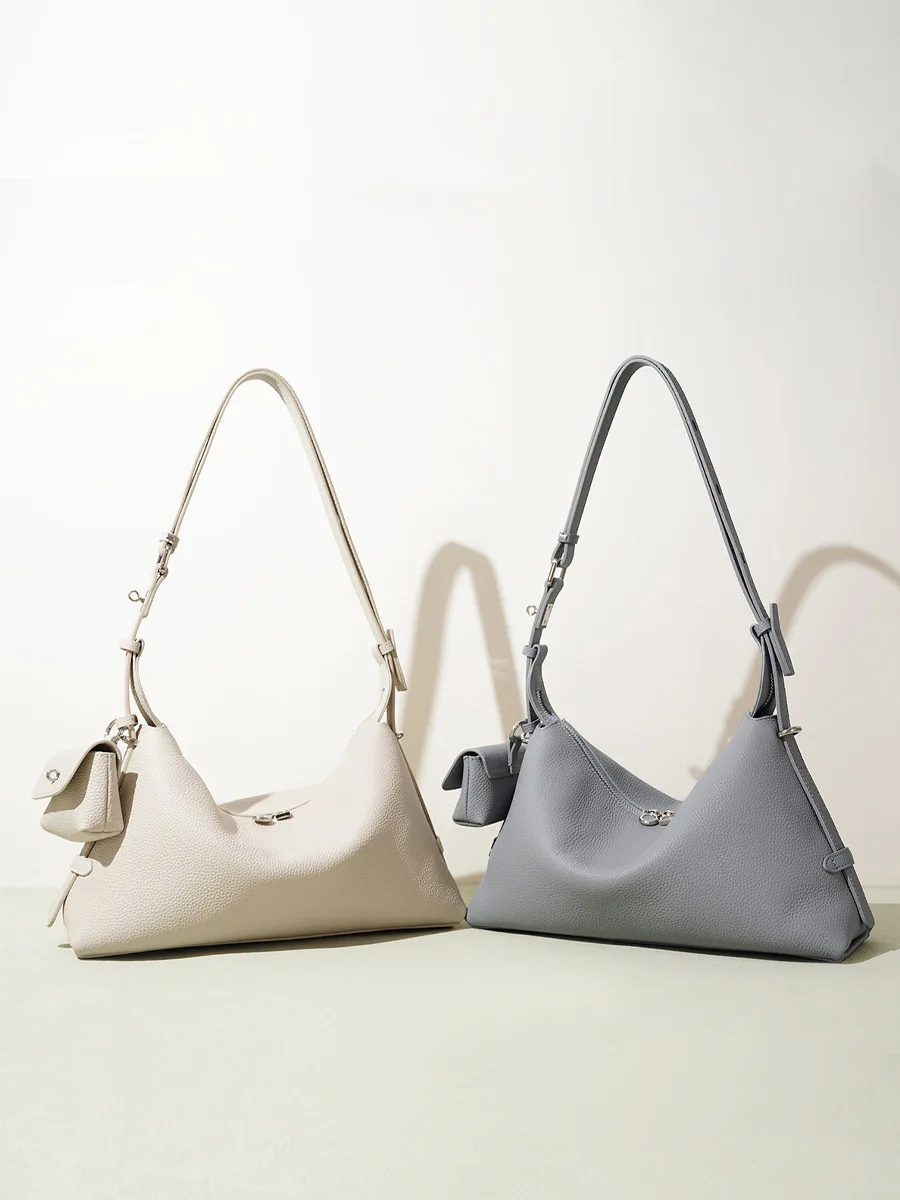 

MISMAN New Layer Cowhide Dumpling Bag Commuter Hobo oulder Crossbody Tote Bag Women Ele Faion Zinc Alloy Zipper