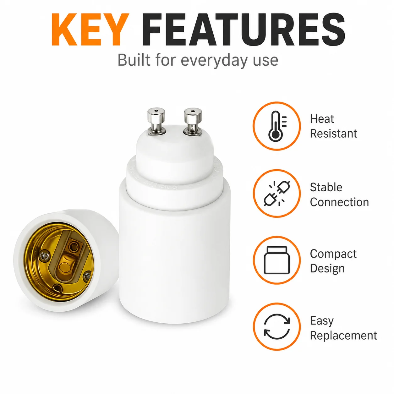 JOYINLED 1/10PCS GU10 To E27 Lamp Holder Adapter, GU10 Male To E27 Female Edison Screw Socket Converter for LED Bulbs, White Set