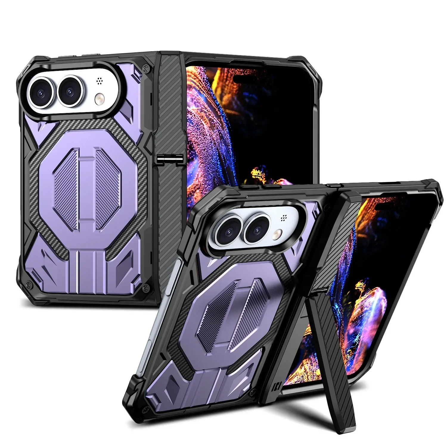 Case For iphone Duo, Stand Hinge Protection Military-Grade Rugged Magnetic Shockproof Protection Cover Mobile phone accessories