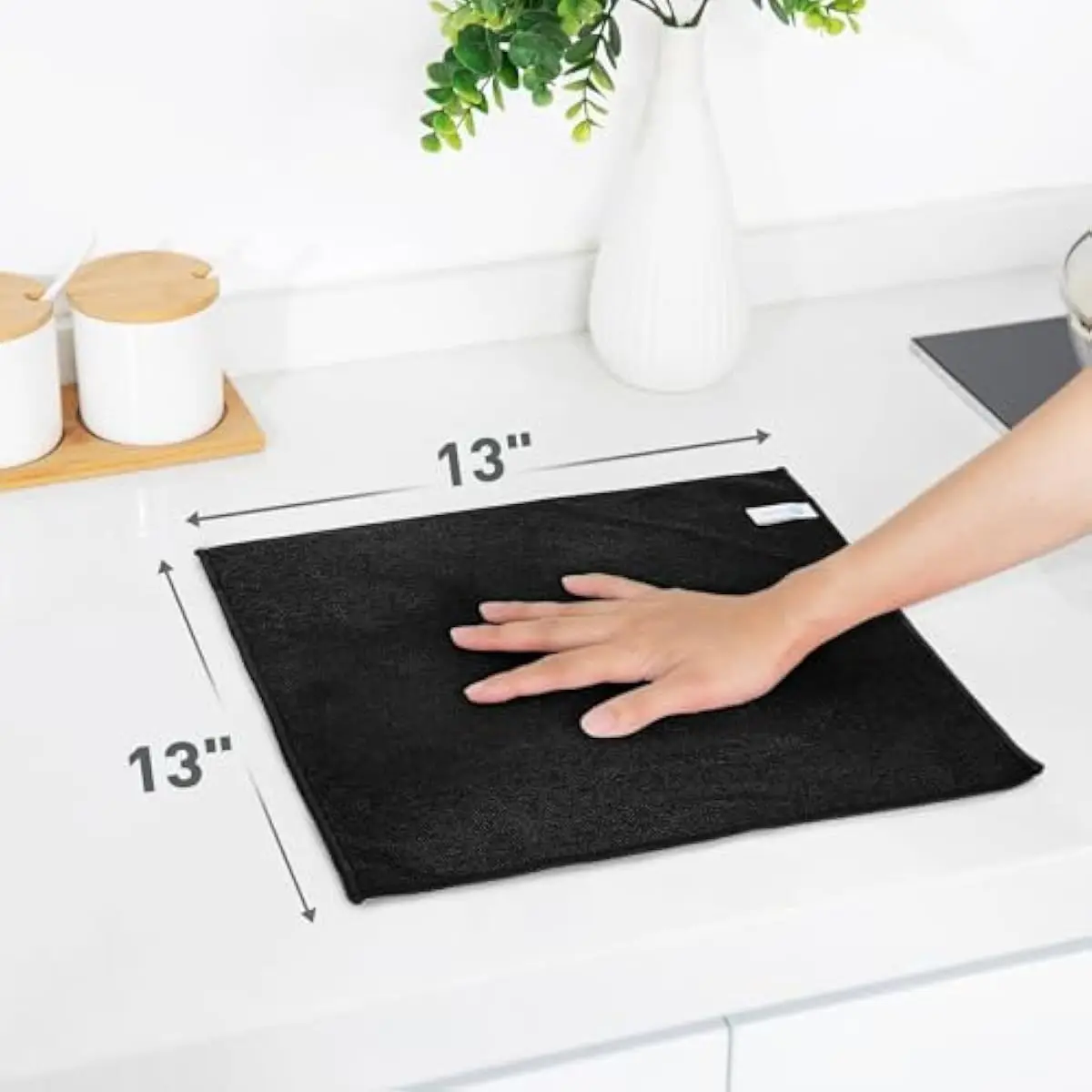 Black Microfiber Cleaning Cloth 13'x13', Ultra Soft Absorbent Microfiber Cleaning Rags for Housekeeping Cleaning Supplies, Lint