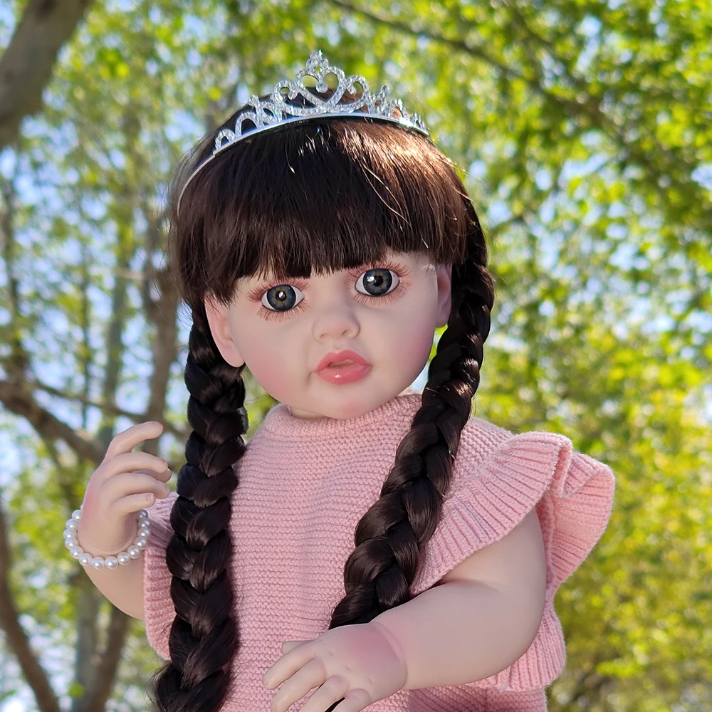 22 インチ完成リボーン人形フルシリコーンビニール 55 センチメートル新生児女の子ドレスアップシミュレーションおもちゃ子供のための新年のギフト