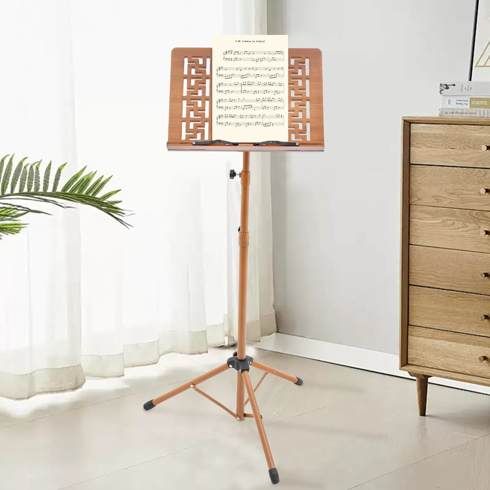 

Professional Wide Conductor Music Stand, Adjustable Height Tripod Music Score Rack, Portable 27.56-70.87in Sheet Music Stand
