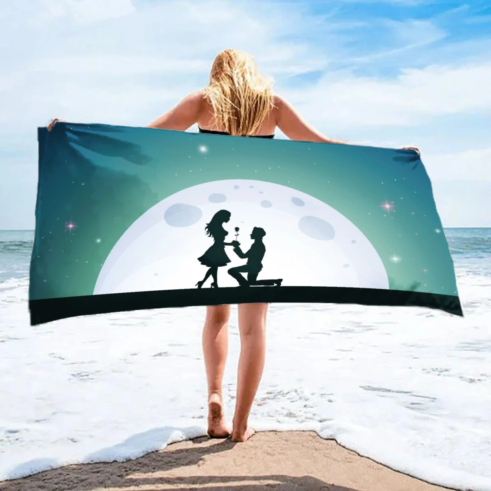 Trendy Design Beach Towel 3D Printed Personalized Microfiber Towel for Wedding Party Souvenir for Beach Swimming Bath Seaside