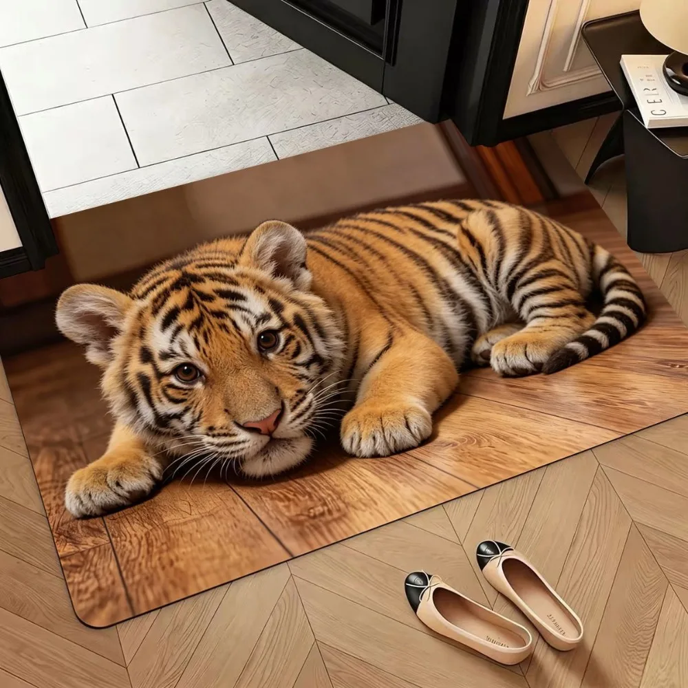 Tiger/Rabbit/Sheep/Dog Shape Cute Panda Floor Mat Non-slip 40*60cm Bedroom Door Small Rug Water-absorbing Soft Entrance Carpet