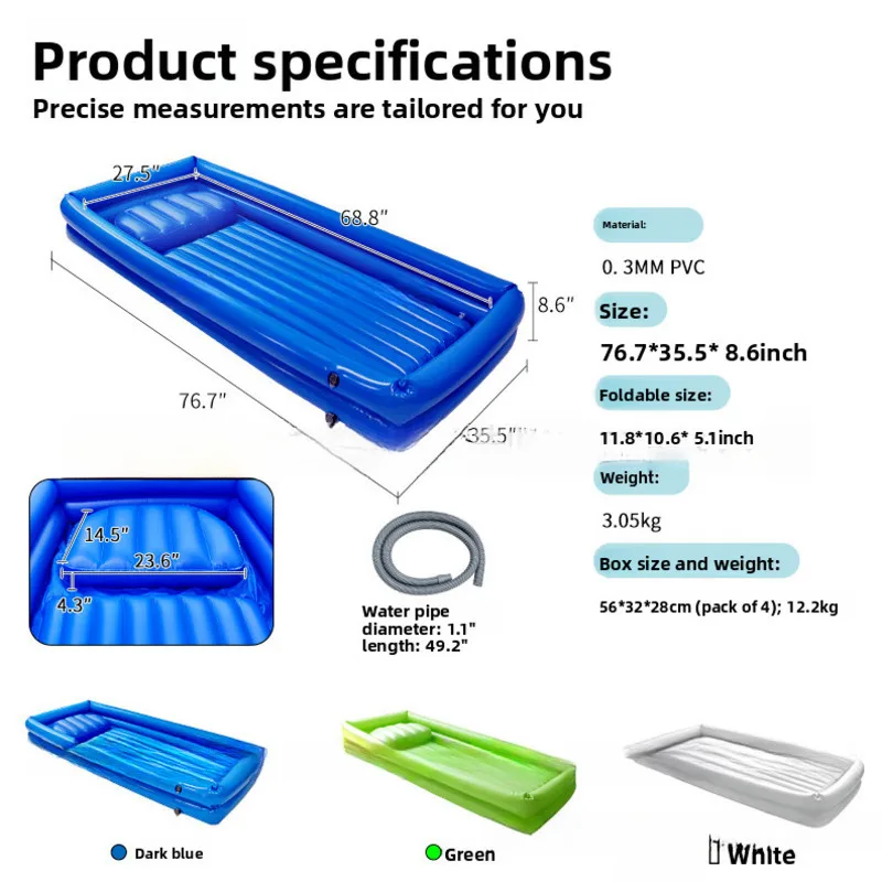 بولي كلوريد الفينيل حمام قابل للنفخ للطي الرعاية الطبية الكبار حوض استحمام المسنين الرعاية الطبية دش سرير أو المرضى المشحولة مستلزمات التمريض