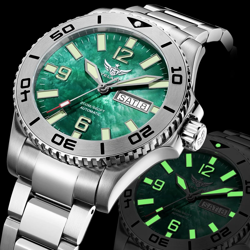 YELANG T5.3 42MM Men Automatic Mechanical Watch Luminous 200M Diving Waterproof SW220 Movement Watch Sapphire 20Bar Reloj