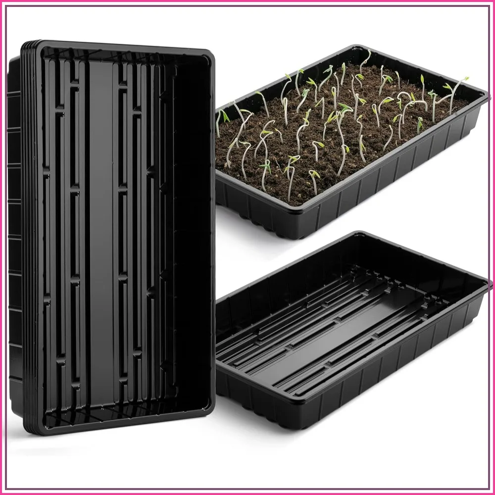 

5-Pack Seed Starter Trays, 17x10x2.4" Durable Plastic, Stackable & Reusable for Indoor/Outdoor Gardening, Greenhouse, Hydroponics