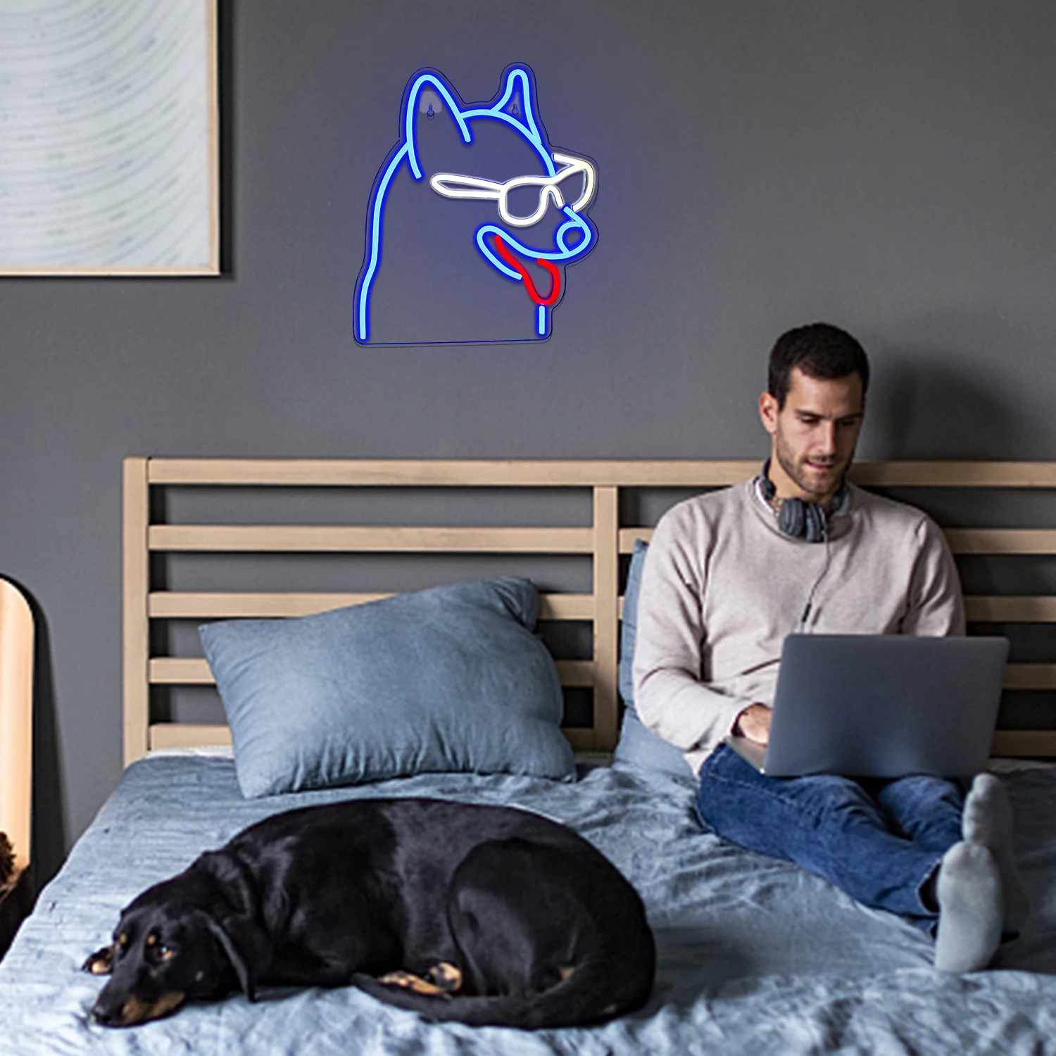 Imagem -05 - Sinal Led Neon Light para Wall Decor Cool Puppy Neon Light Alimentado por Usb Anime Light up Signs Pet Shop Kid Room