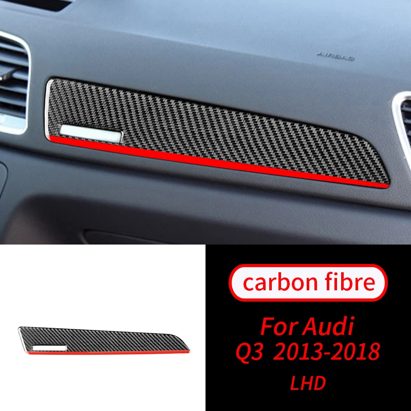 

For Audi Q3 2013-2018 Real Carbon Fiber Co-pilot Dashboard Decor Cover Strip Sticker Car Interior Accessories