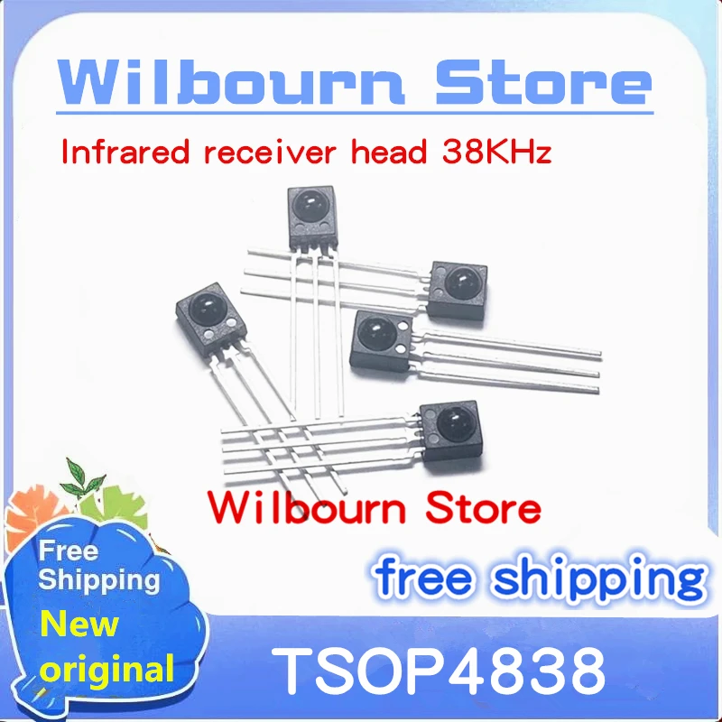 50PCS/LOT 100% New original TSOP4838 DIP-3 Infrared receiver head 38KHz