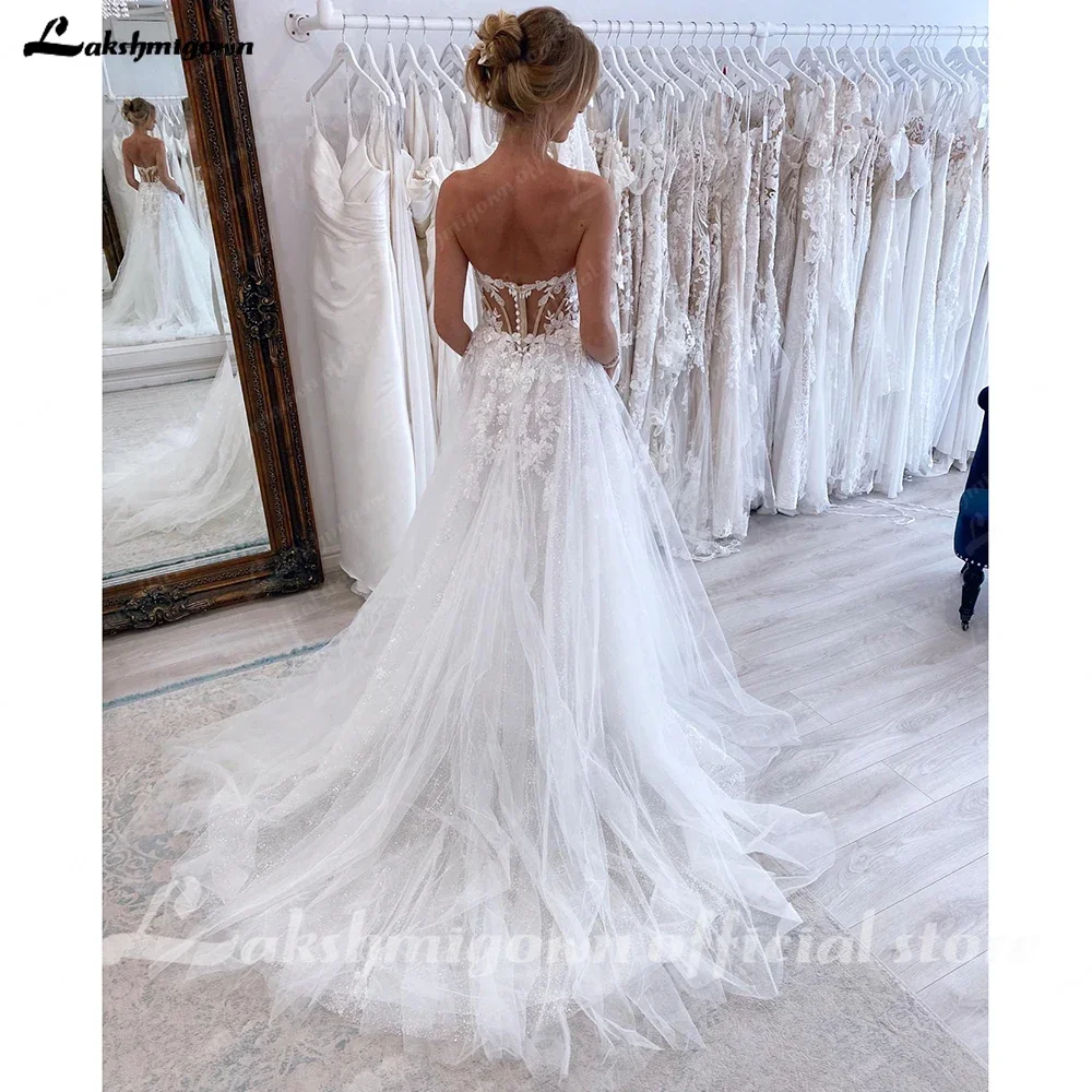 Lakshmigown Sweetheart Tulle Lace Wedding Dress 2024 Corset Beading Boho Bridal Gowns For Women Vestidos De Novia