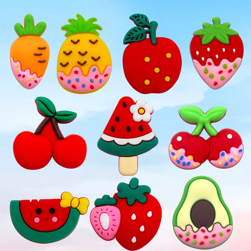

3/10PCS PVC fruit Shoe Charms Accessories Buckle Fit Wristbands Shoe Charms Decoration
