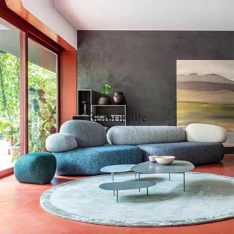 Modern Simple Creative Personality Pebble Shaped Fabric Sofa