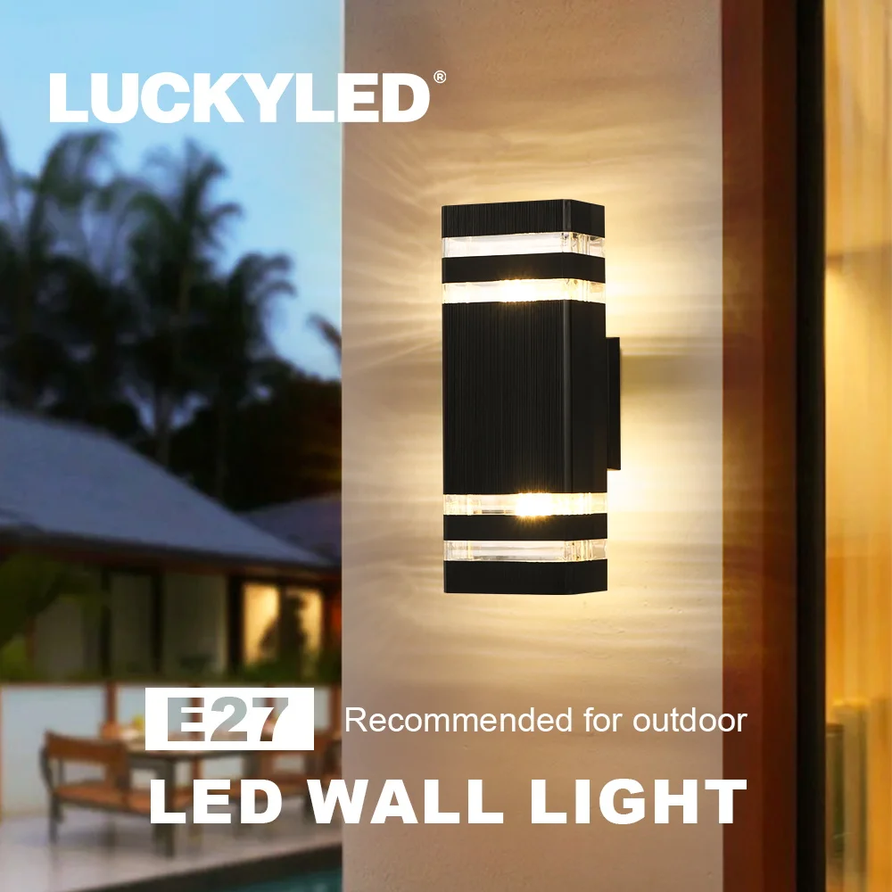 LUCKYLED Decor Wall Light LED E27 Bulb Waterproof socket Plastic Sconce Outdoor External Stairs Lights Entrance Fixture Home