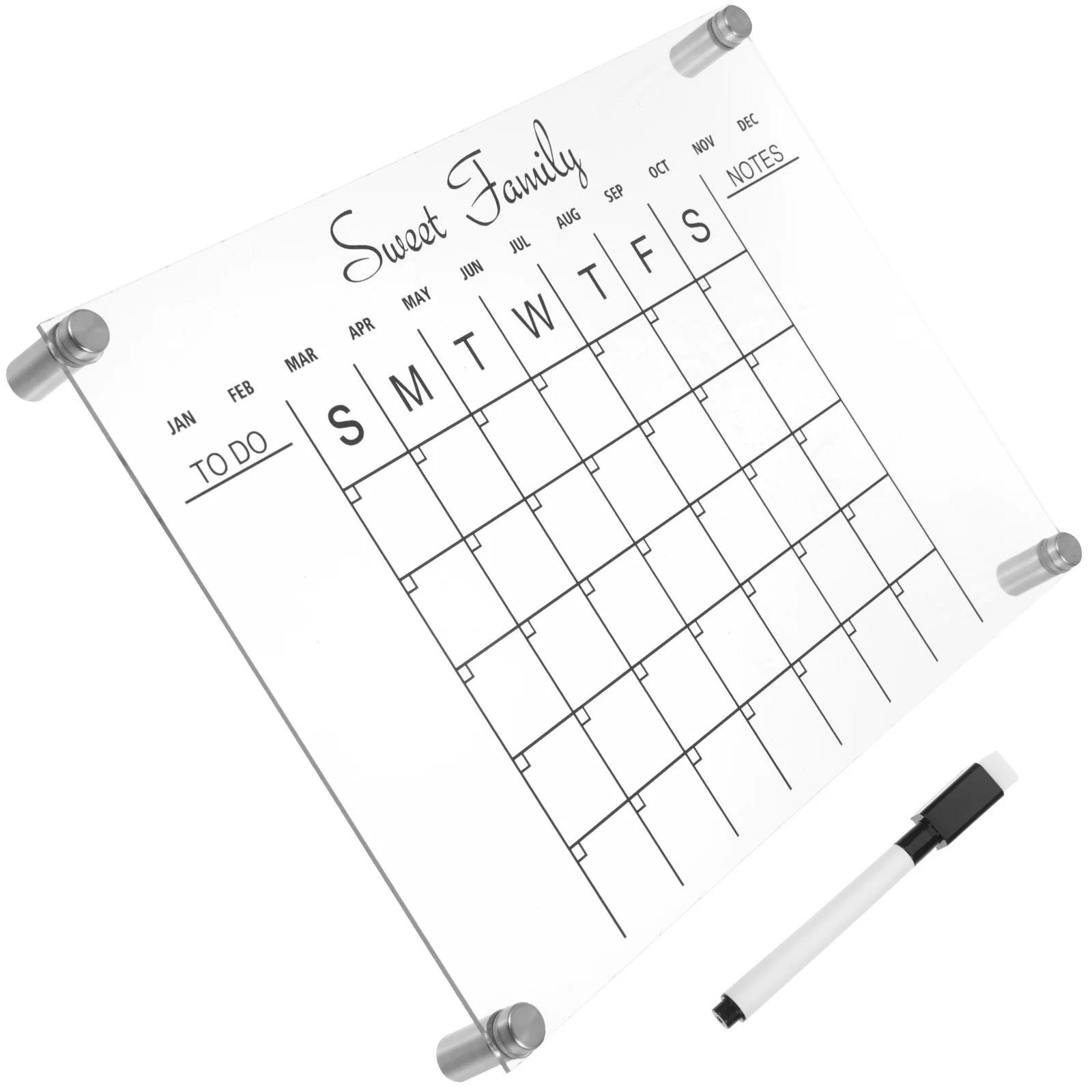 

1Set Acrylic Monthly Weekly Planner Board Clear Dry Erase Message Writing Table Memo Demo Desktop Decoration for Office Home
