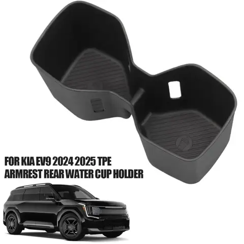for 2024 2025 Kia EV9 TPE Armrest Rear Water Cup Holder Storage Box Tray Organizer Car Interior Accessories Black New