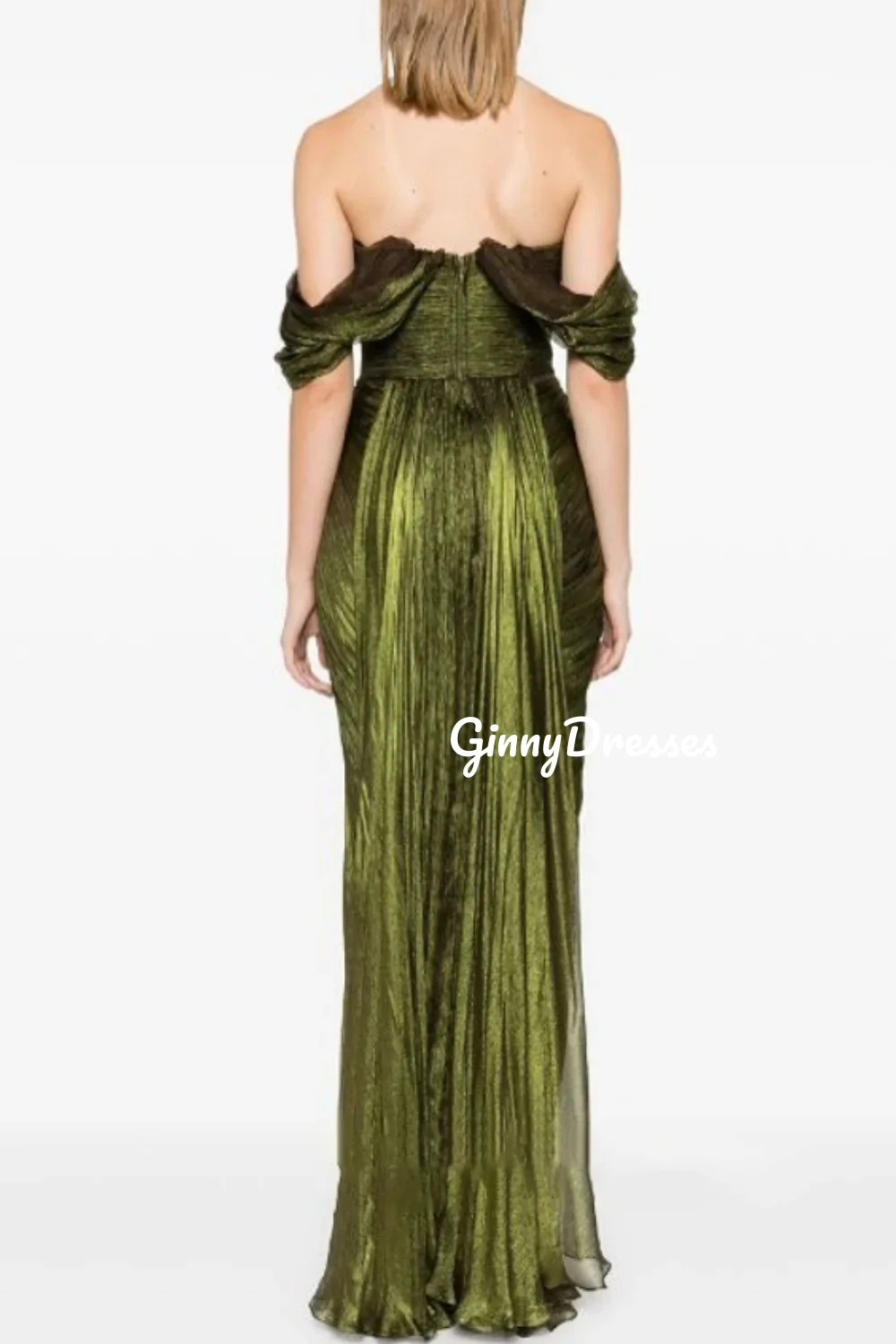 Customized Dresses For Prom A-Line Off-The-Shoulder Neckline Floor-Length Ruffle Luxury Evening Dresses Short Sleeves Zipper Up