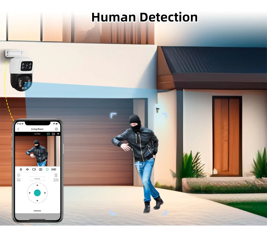 KERUI 6MP POE Camera Audio Outdoor Waterproof HD Surveillance Camera System Dual Lens PTZ WIFI IP Home Security