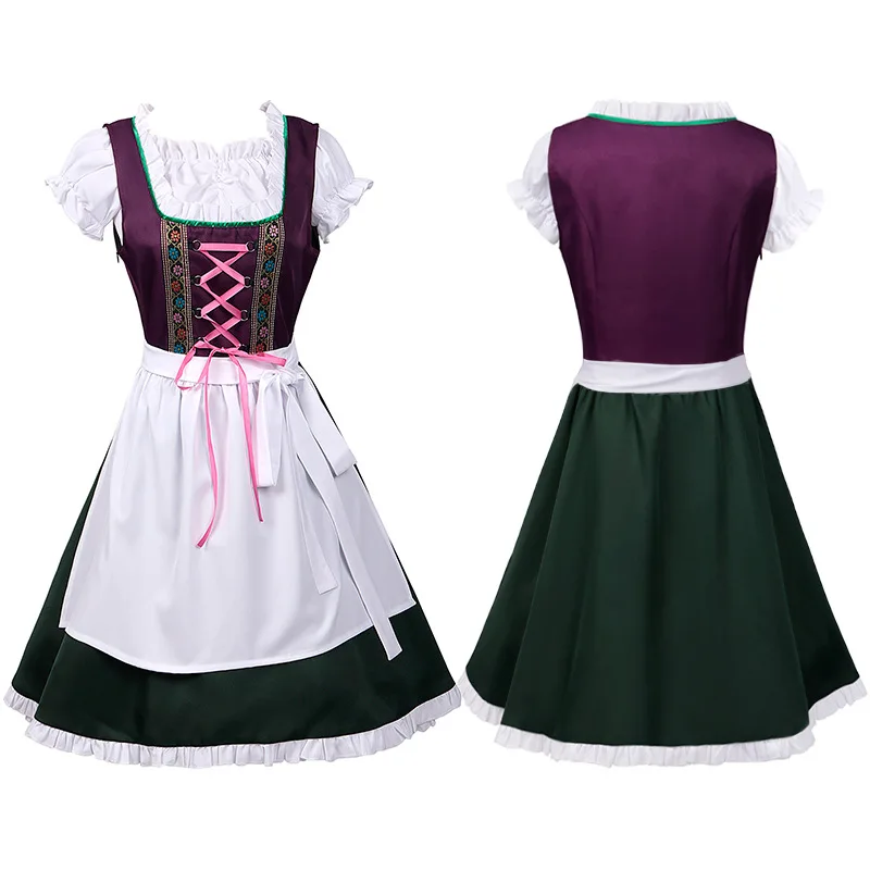 Women's Oktoberfest Beer Girl German Dress Square Neck Apron Cosplay Costume Party Dresses for Women Festival Performance