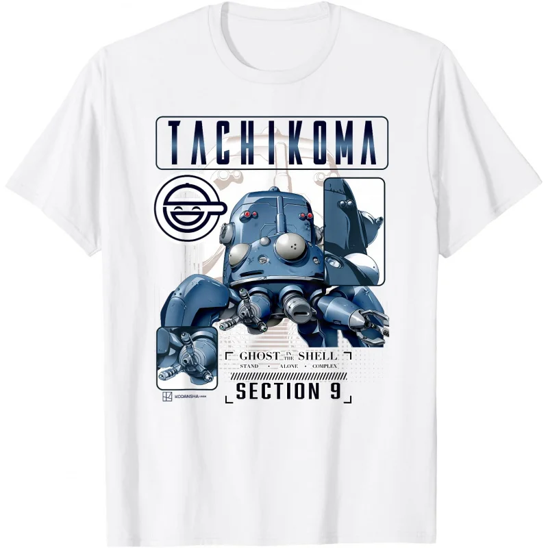 

Ghost in the Shell Stand Alone Complex Tachikoma Anime T Shirt Cyberpunk Graphic Tee Sci-Fi Aesthetic Y2K clothes Large size Top