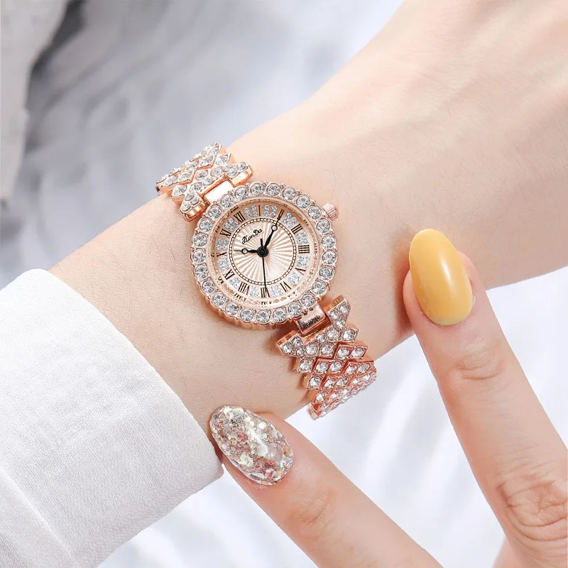 Montre-bracelet en acier étanche pour femme, marque originale, diamants dorés, cadeaux pour filles, marques haut de gamme, montre élégante pour femme, 2024