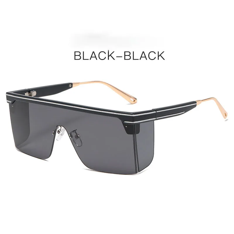Vintage Oversized Square Sunglasses Men Women Brand Designer Flat Top Fashion One Piece Lens Sun Glasses Women for Female Shades image 4