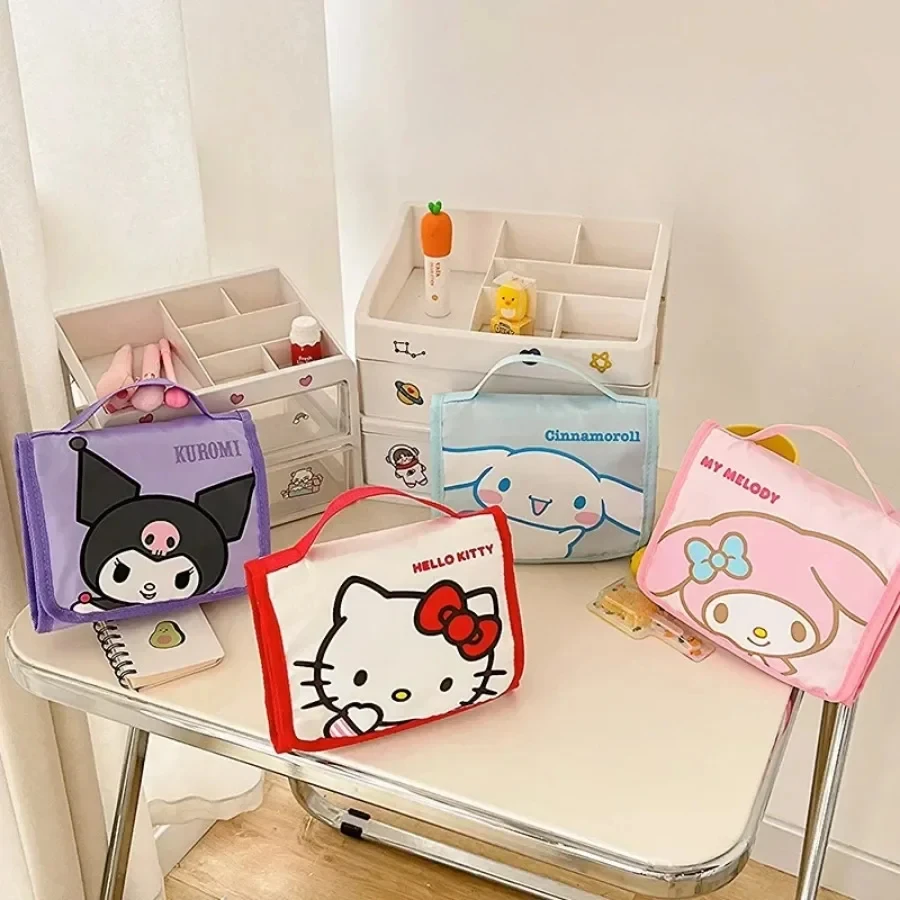 

Hello Kitty Kawaii Sanrio вместительная складная сумка для хранения косметики Kuromi портативная косметическая сумка для хранения кистей