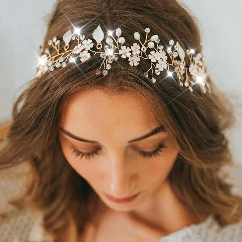 Handmade Fashion Crystal Leaf Hair Vine Headband Alloy Hairband Tiara Bridal Wedding Hair Accessories Jewelry Hair Vine Headband