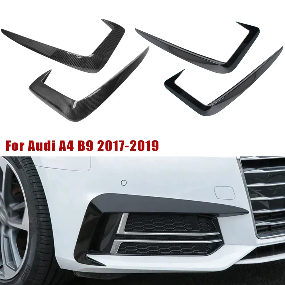 Car Front Fog Lamp Wind Knife Fangs Trim Strips For Audi A4 B9 2017-2019 Front Bumper Eyebrow Wind Wind Knife Grille Auto Parts