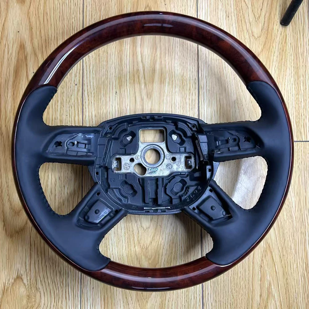 

For Audi A6 C7 Half Leather Wood Steering Wheel Base Assembly