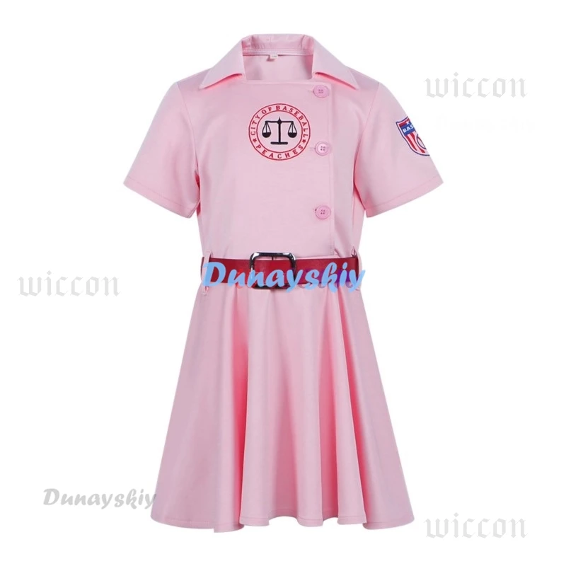 Rockford Peaches Movie AAGPBL Women's Baseball Dress Costume Cosplay A League of Their Own Pink Dress Costume Takerlama