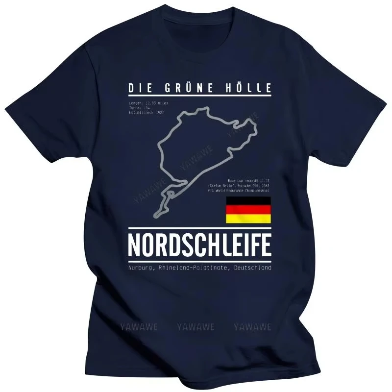 2026 Funny Print Tee-shirts Black New Short Sleeve Casual Nurburgring Grand Prix T Shirt Racing Track Race Track Germany Ins