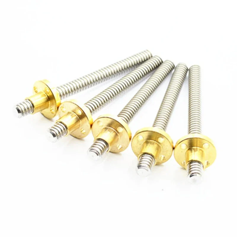 1pcs T8 100 150 200 250 300 350 400 450mm Lead 1 2 4 8 10 12 14 304 Stainless Steel Trapezoidal Screw with Brass Nut