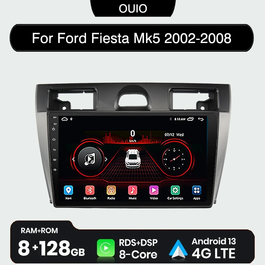 

8GB+128GB Android 13 radio For Ford Fiesta Mk5 2002 2003 2004 2005-2008 Car stereo Multimedia Player Carplay Auto GPS Navigation