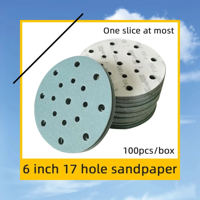 

6 Inch 150mm 17 Hole Sandpaper，Self-adhesive Flocking Round Sanding Disc，Wear Resistant，Wear Resistant，Perfect for FESTOOL Car