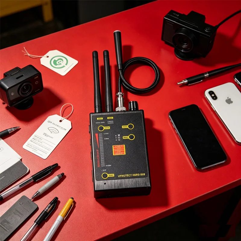 

Детектор радиочастотных сигналов 009, высокочувствительный, с двумя антеннами, для обнаружения беспроводных жучков, камер, GSM, Wi-Fi, Bluetooth и магнитных полей