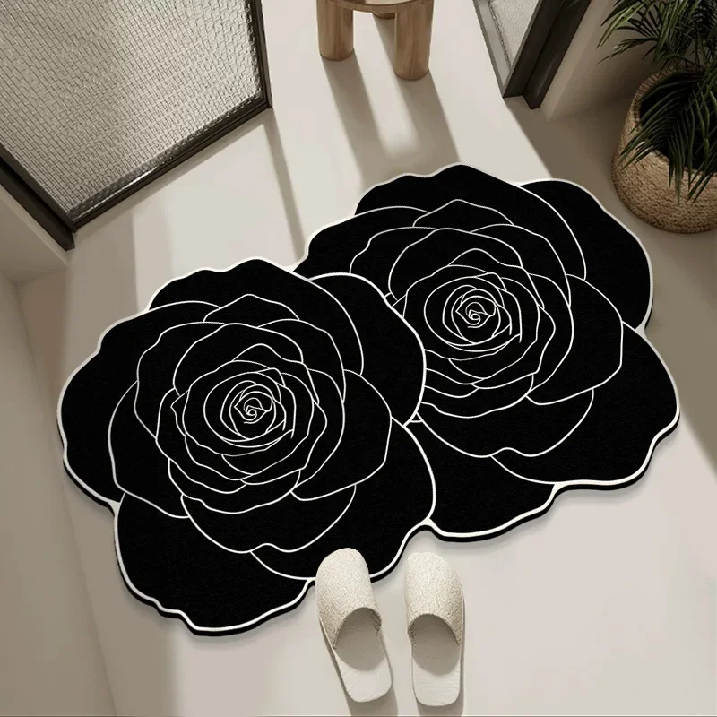Light Luxury French Carpet Bathroom Floor Mat Toilet Sink Door Anti-slip Mat Dirty and Absorbent Foot Mat Diatom Mud