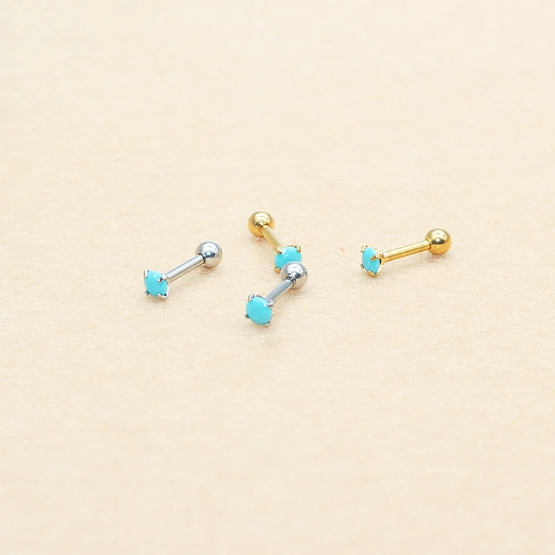 Neue, vergoldete Mini-Ohrringstifte aus Edelstahl, 3 mm, rund, mit einem 1,2 x 6 mm großen Stein, ideal für die Herstellung von Schmuck im DIY-Stil. – Detail 1