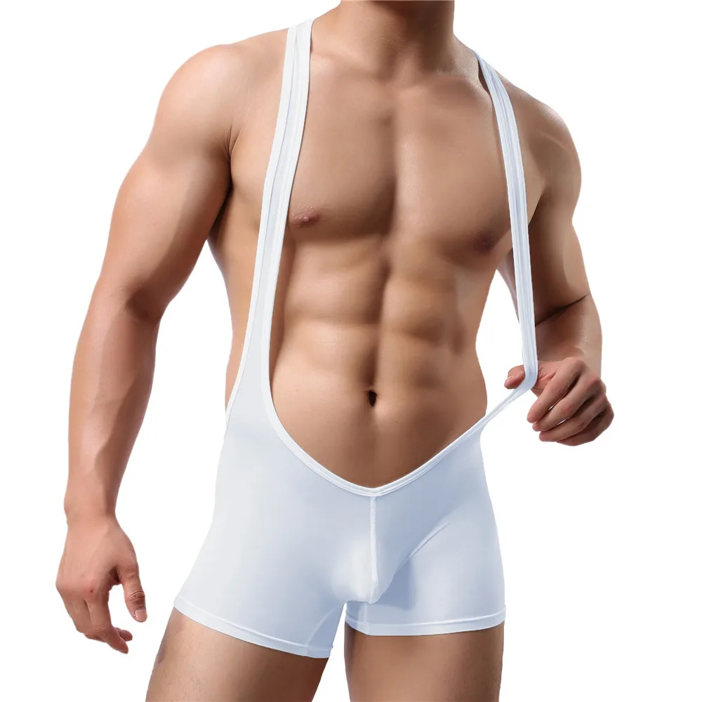 

Sexy Underwear Men Bodysuits Jumpsuits Male See Through Undershirts Wrestling Singlet One-Piece Leotard Penis Pouch Boxer Shorts