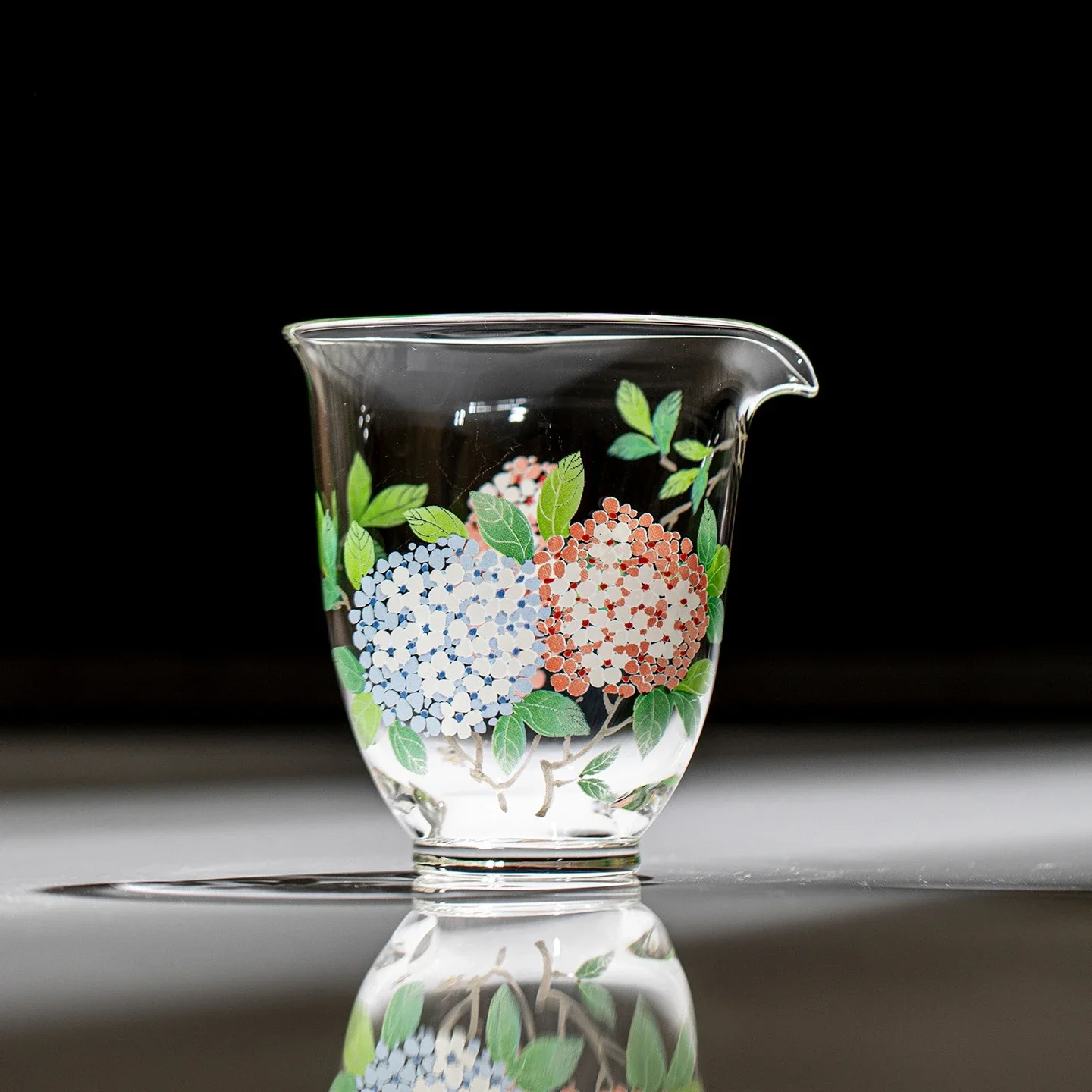 Hydrangea Glass Fair Cup Cha Hai Kung Fu Tea Transperent Tea Sea Teaware Tea Ceremony Utensil Lily Deng's Store