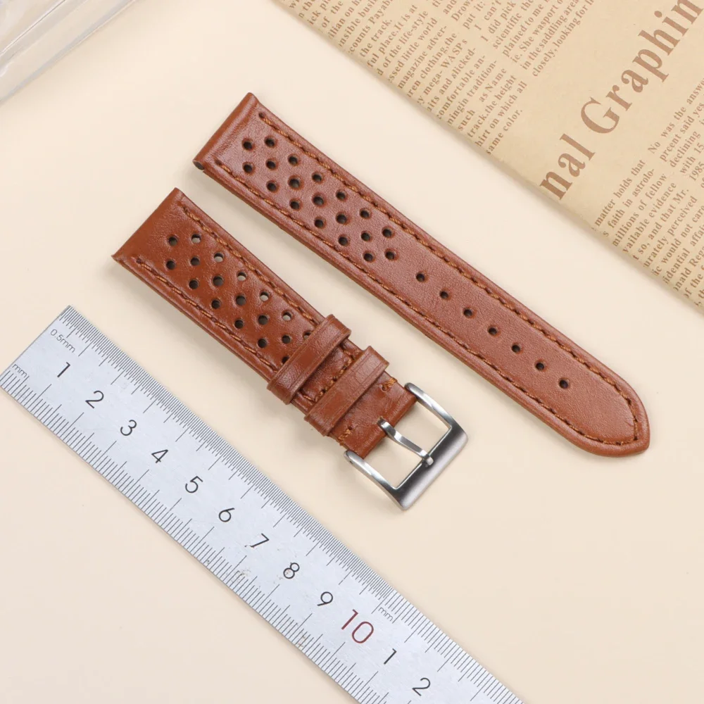 18mm 20mm 22mm Genuine Leather Strap for Tag Heuer Cowhide Breathable Bands for Seiko Watch Band for Omega Men Accessories