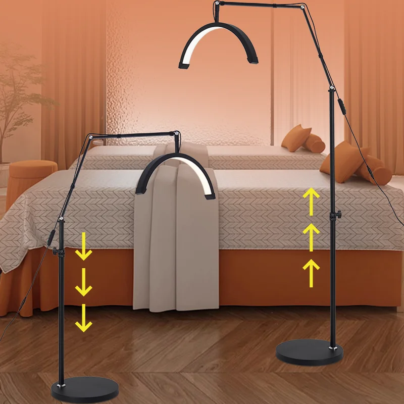 Lampe annulaire d'extension de cils LED demi-lune avec clip pour téléphone, beauté, soins de la peau, sourcils, tatoueur, esthéticiens, 180 gible