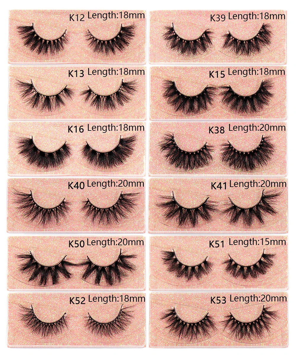 Großhandel Nerzwimpern 3D Flauschige Wispy 12mm-20mm Wimpern Natürliche Weiche Flauschige Falsche Wimpern 500 Stile Verfügbar – Detail 10